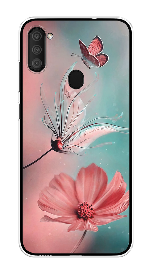 

Чехол на Samsung Galaxy A11/M11 "Бабочка и цветок", Голубой;розовый, 2100650-1
