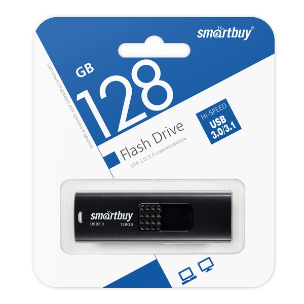 

Флешка Smart Buy "Fashion" 128GB, USB 3.0 Flash Drive, черный