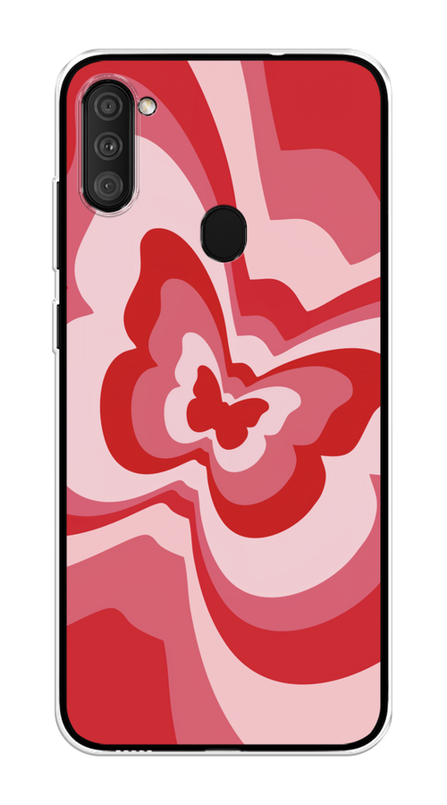 

Чехол на Samsung Galaxy A11/M11 "Бабочка в стиле хиппи", Красный;розовый, 2100650-1