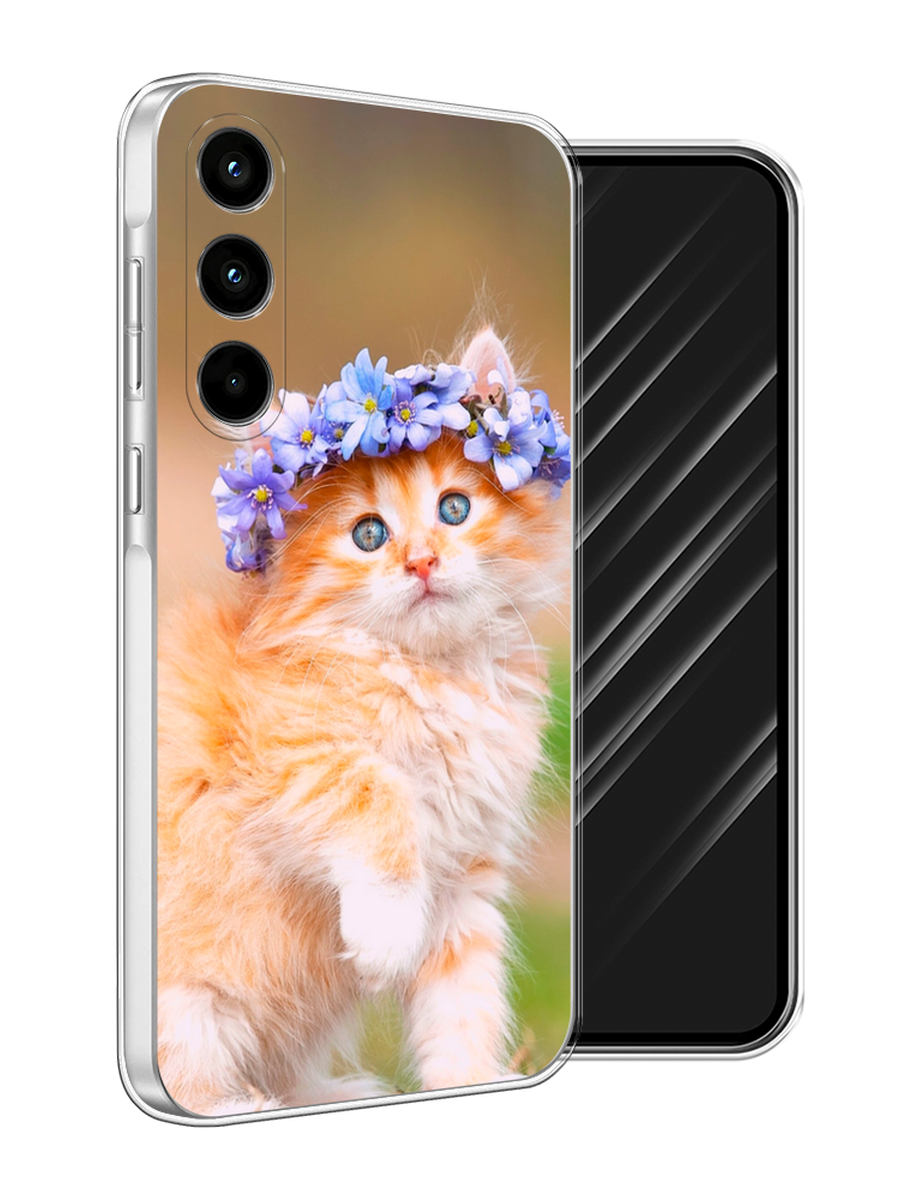 

Чехол Awog на Samsung Galaxy A35 5G "Рыжий кот в венке", Коричневый;синий, 2109350-1