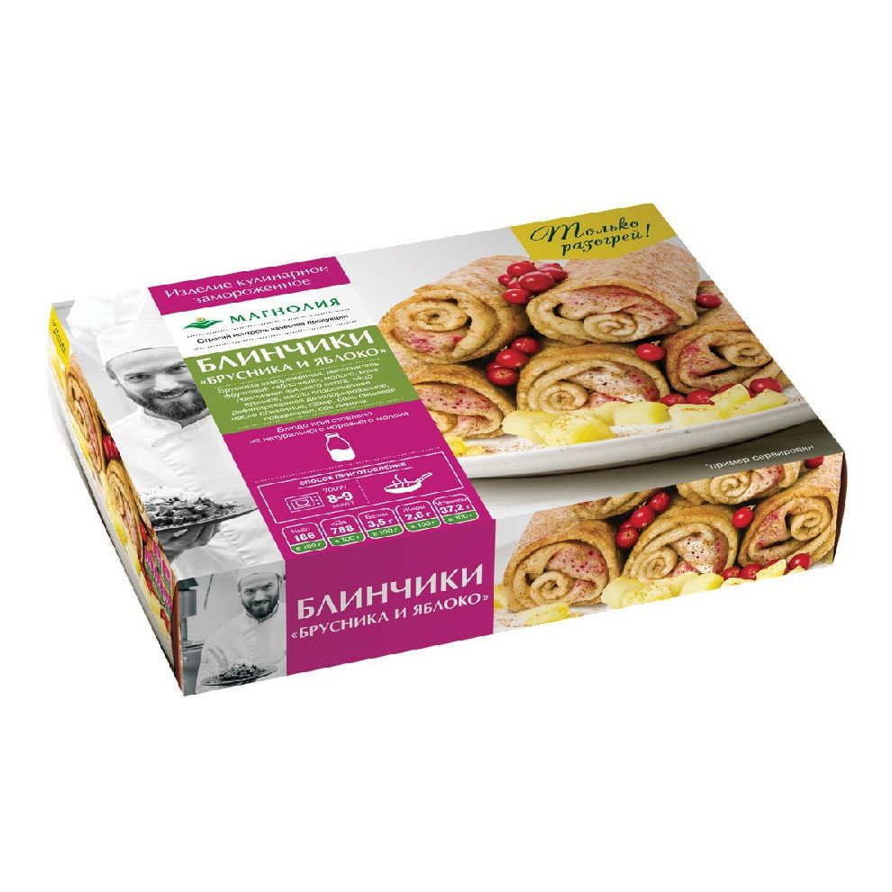 Блинчики Магнолия с брусникой и яблоком замороженные 300 г