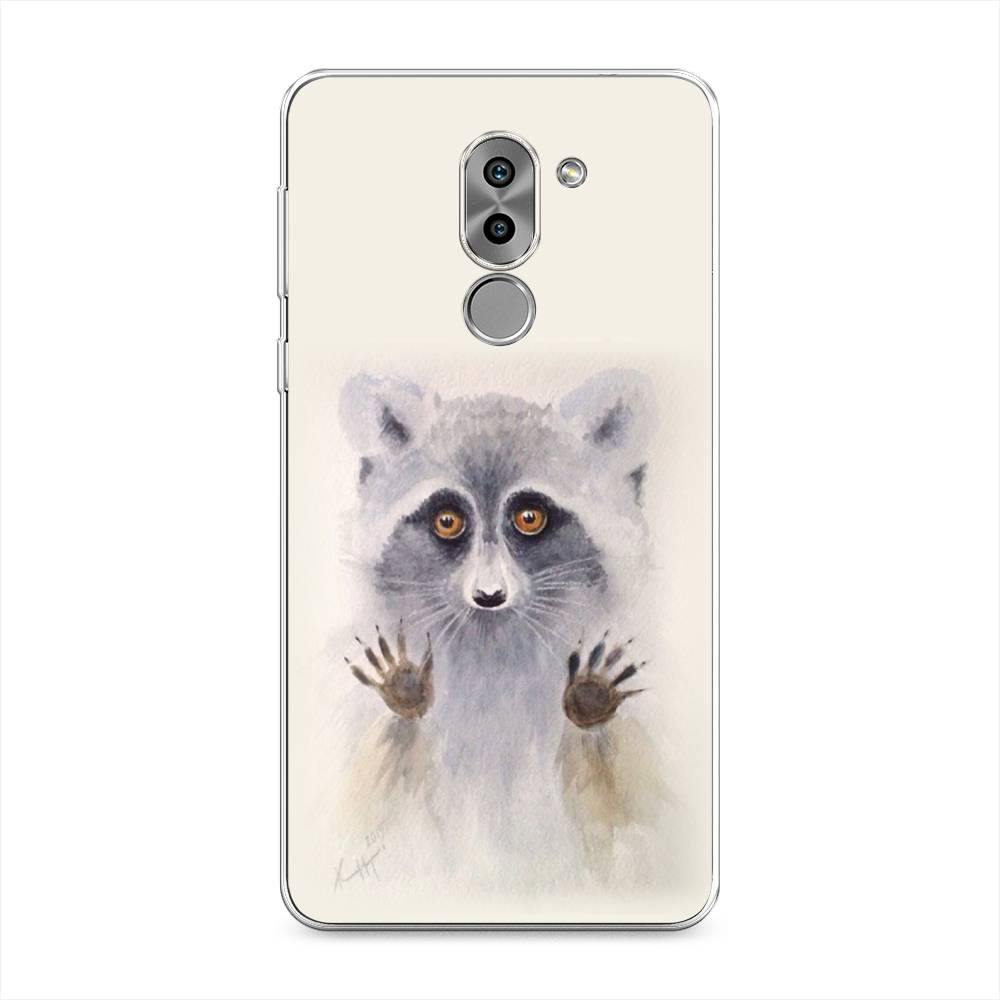 

Чехол на Honor 6X "Енот за стеклом", Бежевый;серый, 60750-4