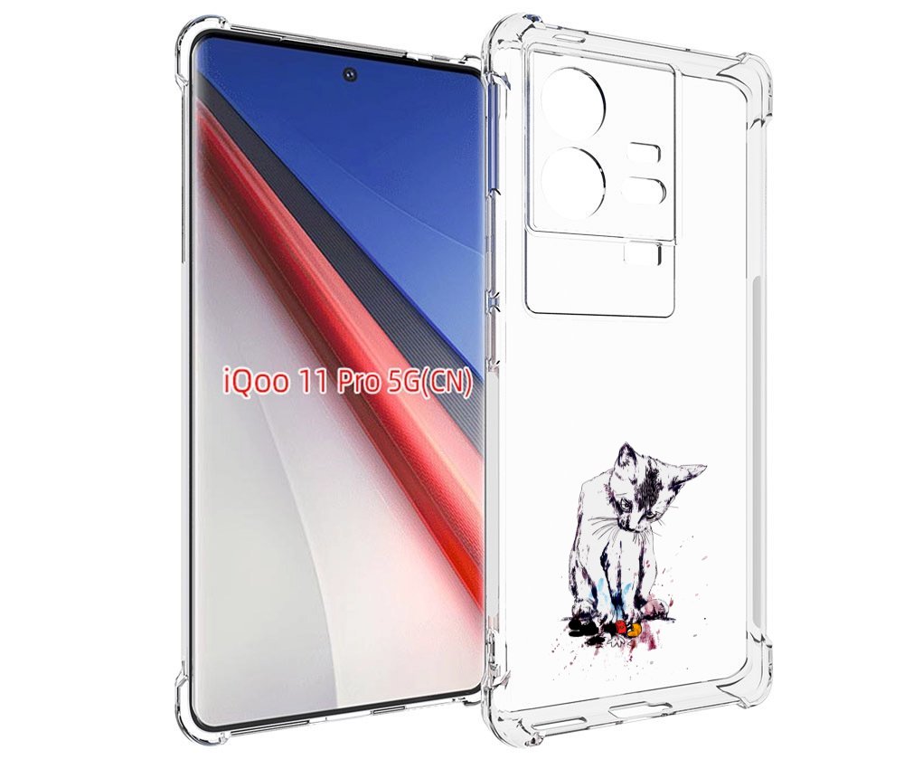

Чехол бампер MyPads кот и микки для Vivo iQOO 11 Pro противоударный, Прозрачный, Tocco