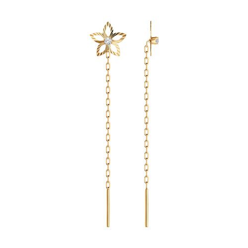 

Серьги продевки из золота TEO MAORI 822668, фианит, 822668