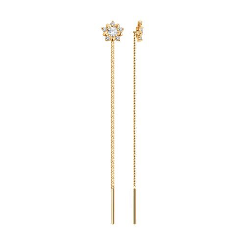 

Серьги продевки из золота TEO MAORI 824796, фианит, 824796
