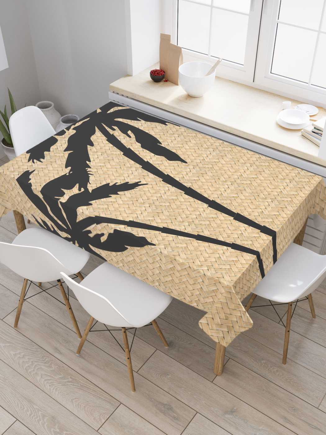 

Скатерть прямоугольная JoyArty "Рисунок пальм" из оксфорда, 120x145 см, Рисунок пальм