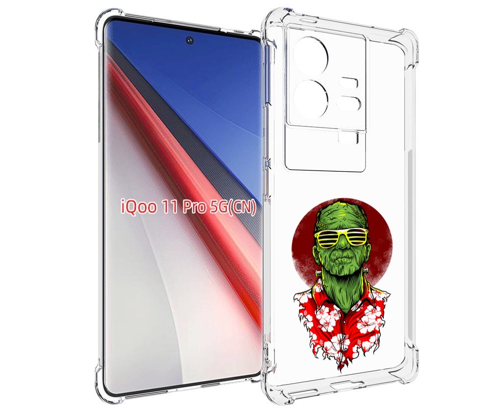 

Чехол бампер MyPads крутой зеленый мужчина в очках для Vivo iQOO..., Прозрачный, Tocco