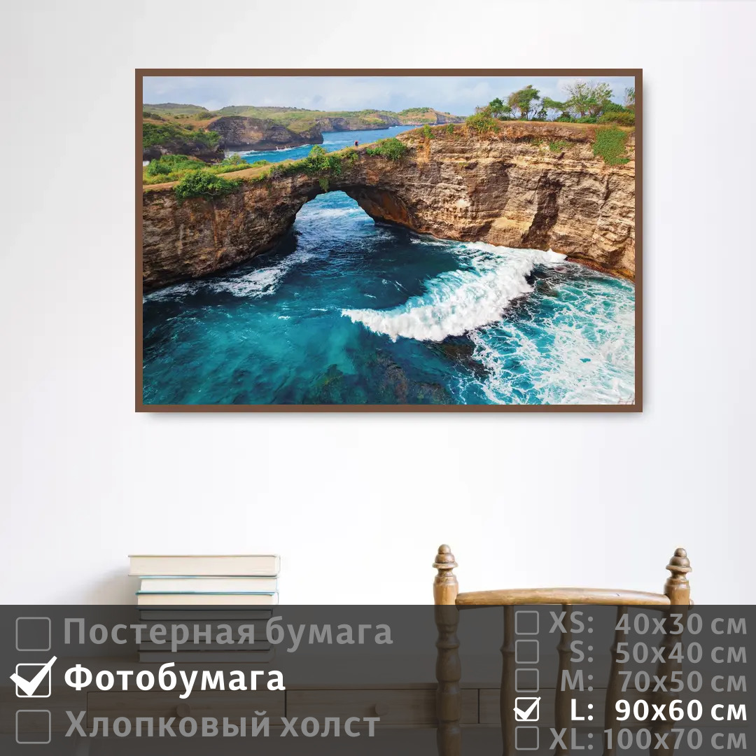 

Постер на фотобумаге ПолиЦентр Арка в скале над волнами 90х60 см, АркаВСкалеНадВолнами
