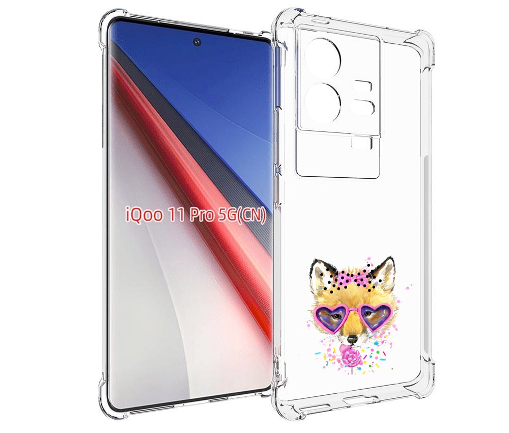 

Чехол бампер MyPads лисенок с бантиком для Vivo iQOO 11 Pro прот..., Прозрачный, Tocco