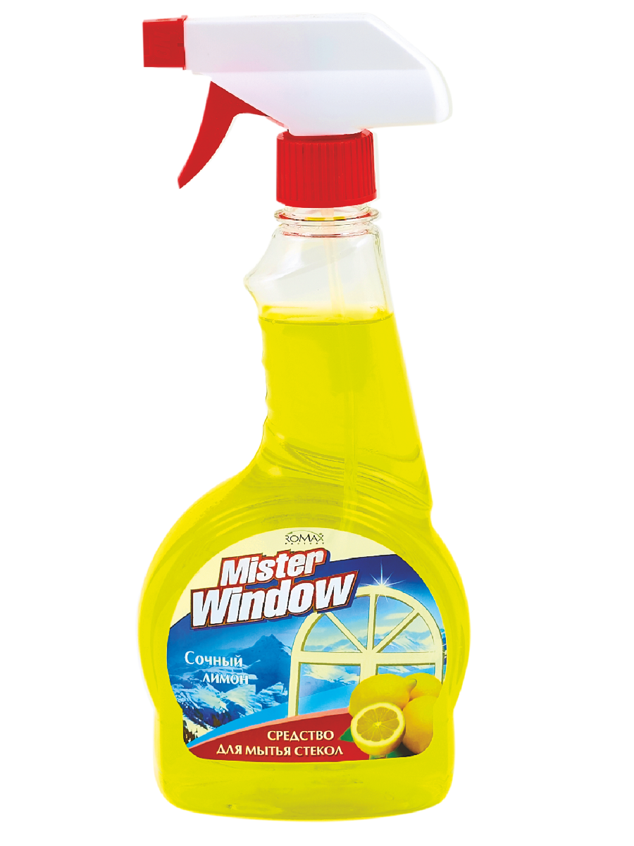 Средство для мытья окон Romax Mister Window лимон, 500 мл