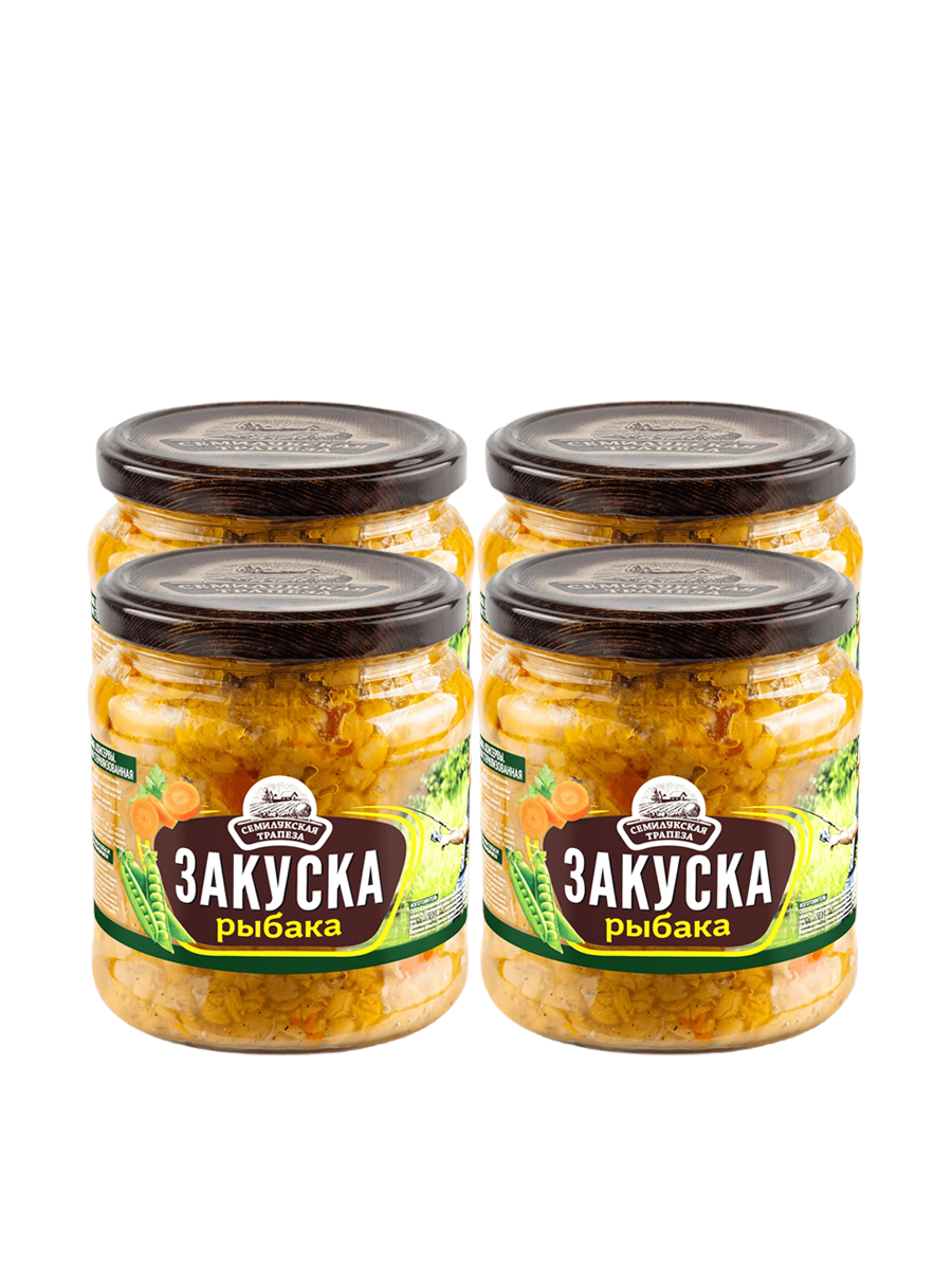 

Закуска рыбака Семилукская трапеза овощная, 4 шт по 460 г, Закуска рыбака