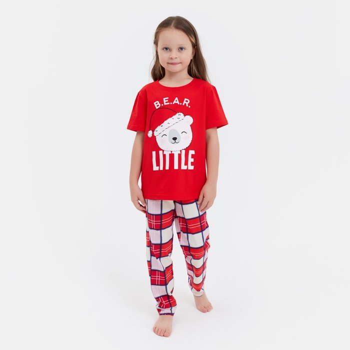 

Пижама для девочки новогодняя KAFTAN "Bear", размер 32 (110-116), Красный, Bear