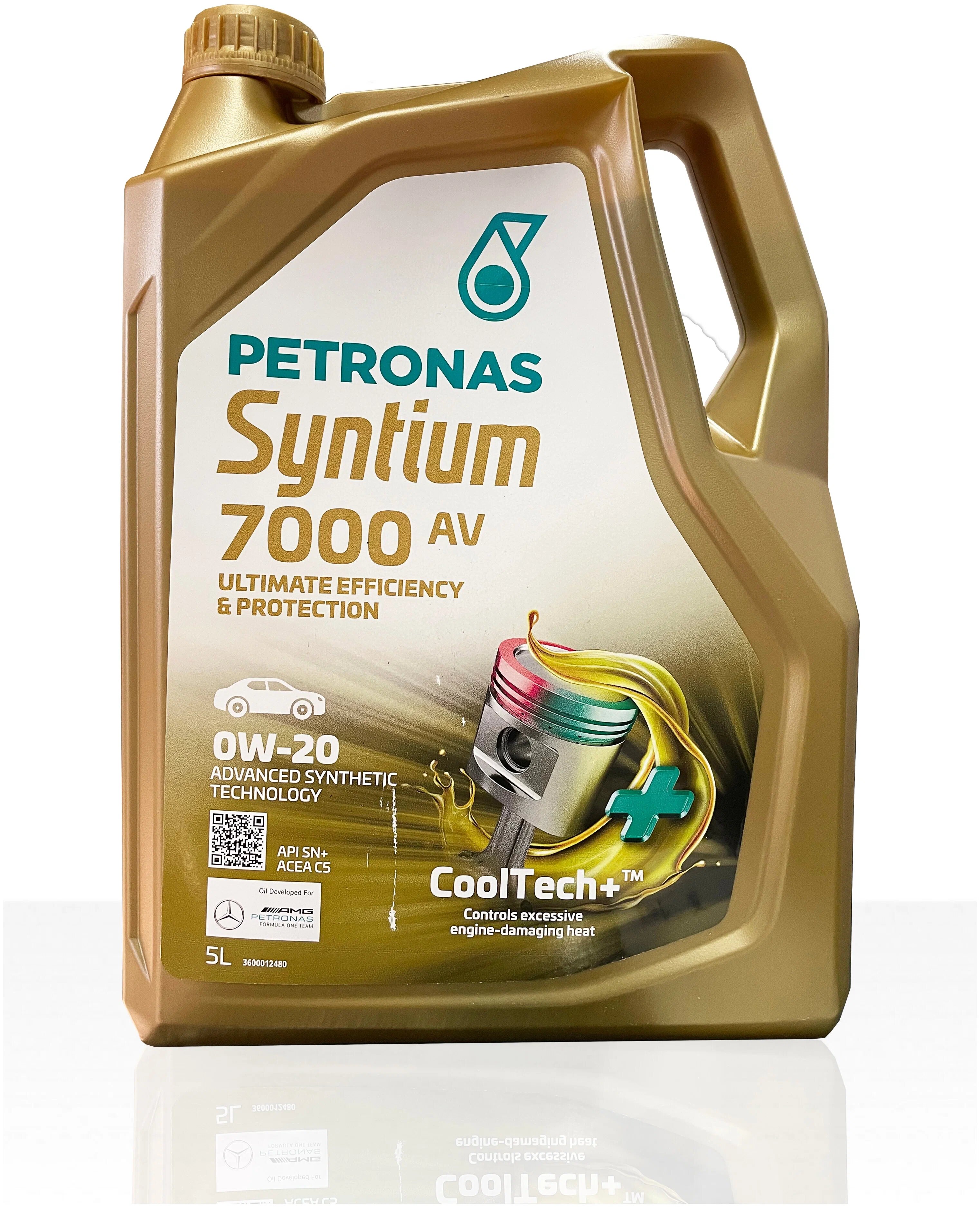 Моторное масло PETRONAS синтетическое SYNTIUM 7000 AV 0W20 API SN+ ACEA C5.VW 5 5л