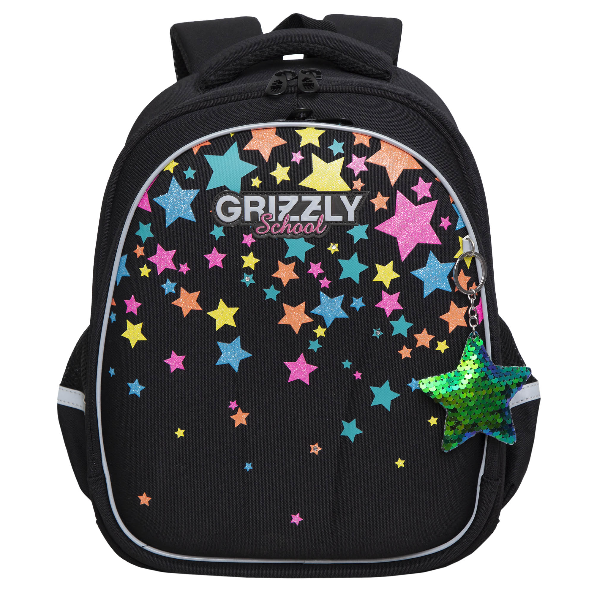 

Ранец Grizzly для девочки RAz-386-1 1 день, Черный, RAz-386-1