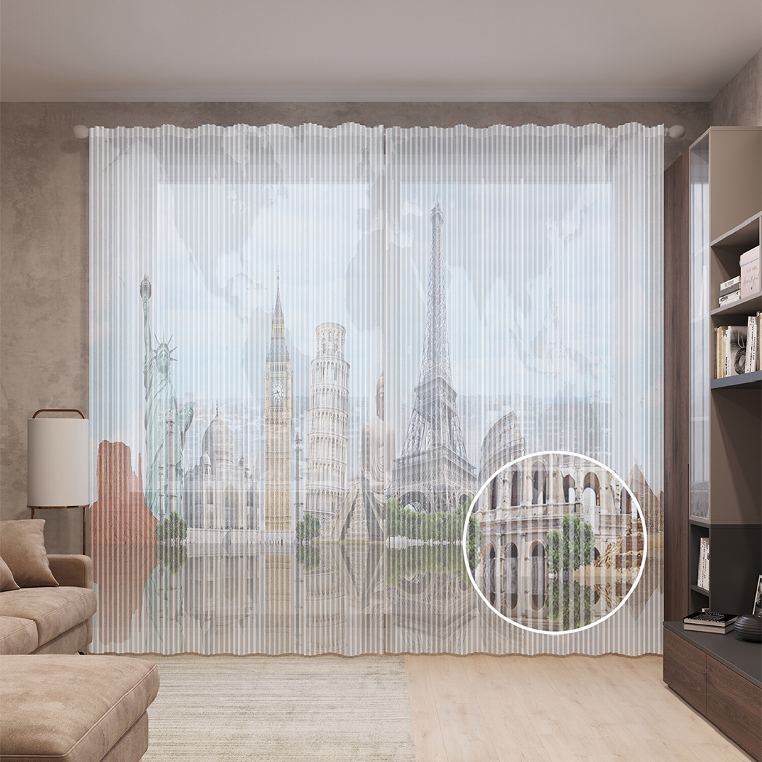 

Тюль вуаль на шторной ленте с принтом JoyArty "Всемирная река", 310х265 см, Всемирная река