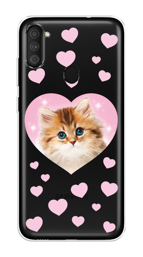 

Чехол на Samsung Galaxy A11/M11 "Котенок в сердце", Розовый;оранжевый;белый;прозрачный, 2100650-1