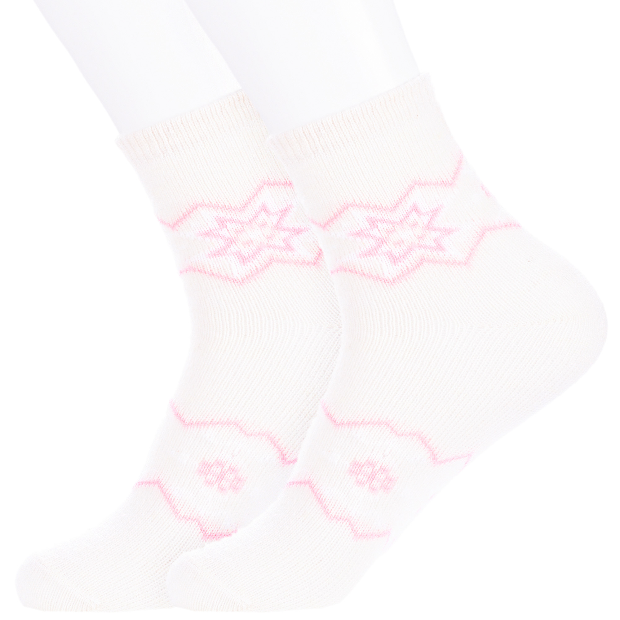 Носки детские НАШЕ 2-236С1, рис. 1, белые с розовым №60-1, 18-20
