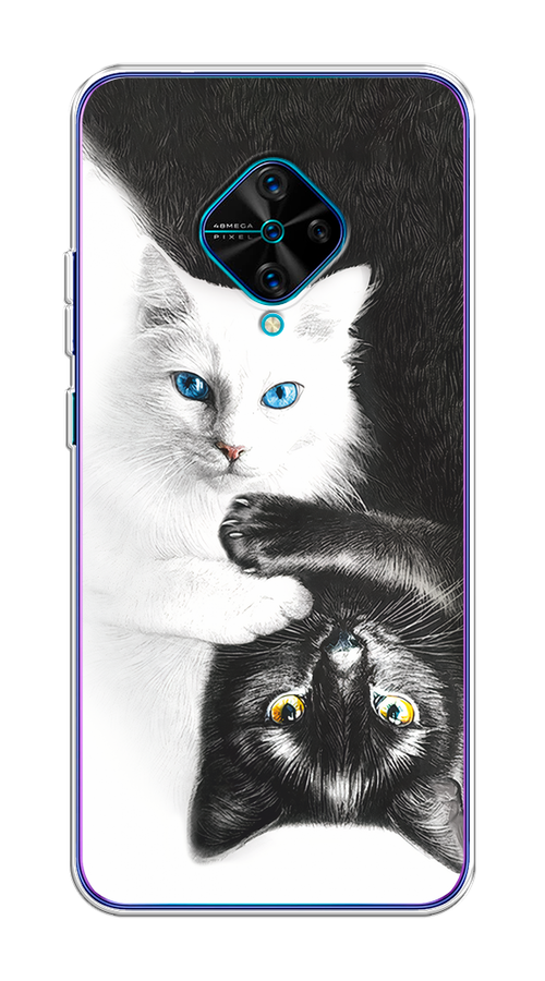 

Чехол на Vivo V17/Y9s "Коты Инь-Янь", Черный;белый;голубой, 262450-1