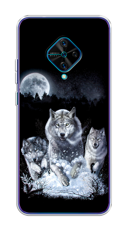 

Чехол на Vivo V17/Y9s "Стая волков под луной", Черный;белый;серый, 262450-1