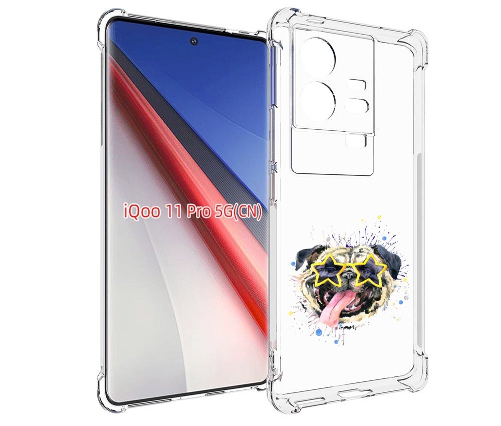 Чехол бампер MyPads мопс боксер для Vivo iQOO 11 Pro противоударный