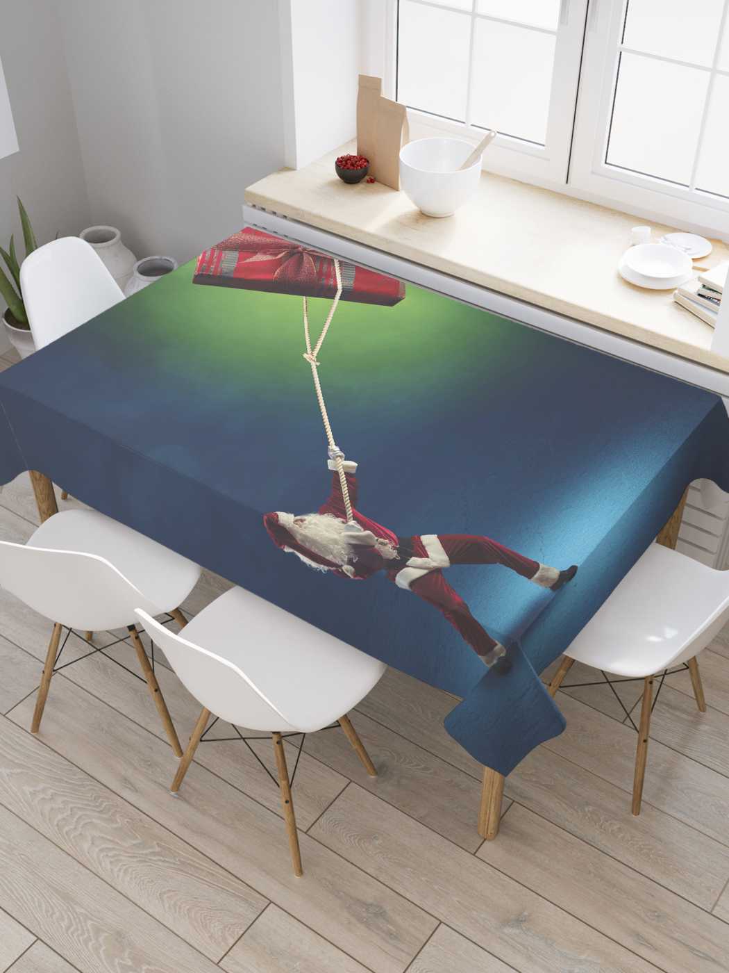 

Скатерть прямоугольная JoyArty "Санта тянет подарок" из оксфорда, 120x145 см, Санта тянет подарок