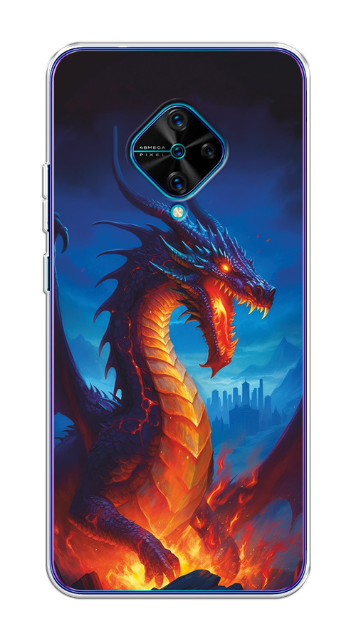 

Чехол на Vivo V17/Y9s "Дракон над лавой", Оранжевый;коричневый;синий, 262450-1