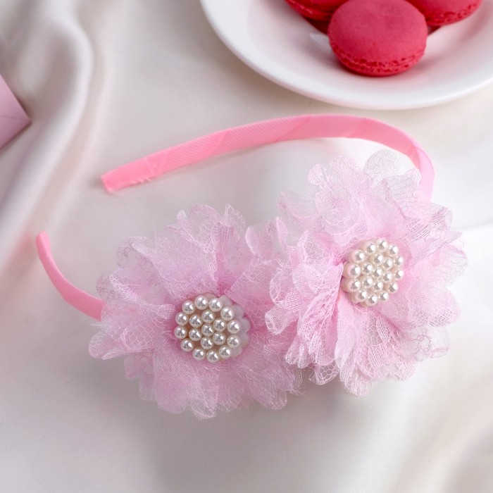 

Ободок для волос "Малышка" 1 см двойной бант, розовый