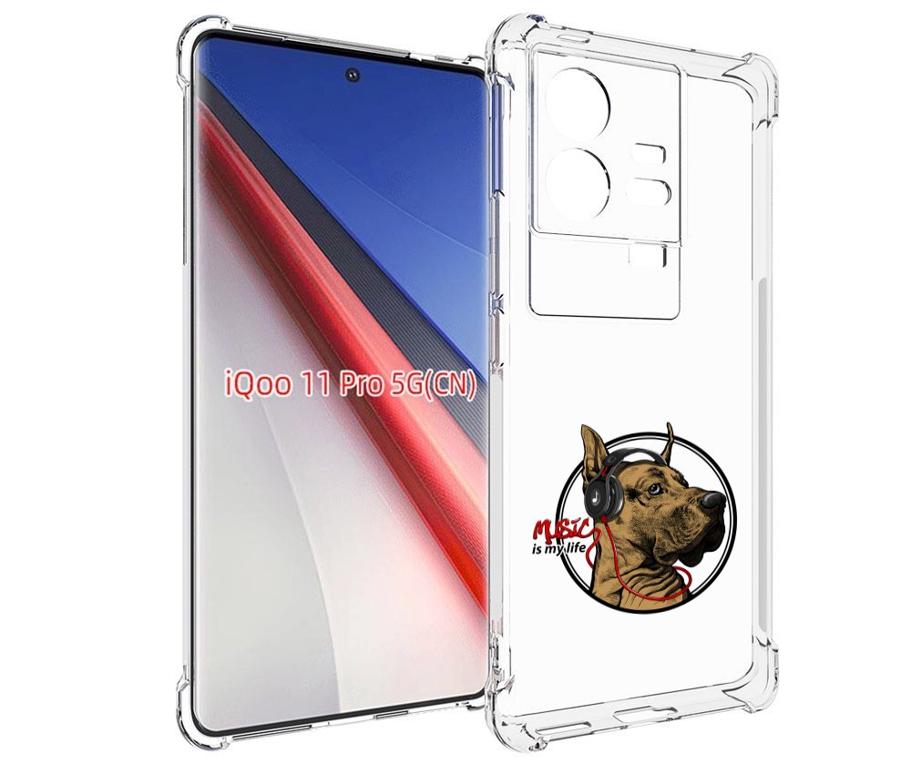 

Чехол бампер MyPads музыкальная собака для Vivo iQOO 11 Pro прот..., Прозрачный, Tocco