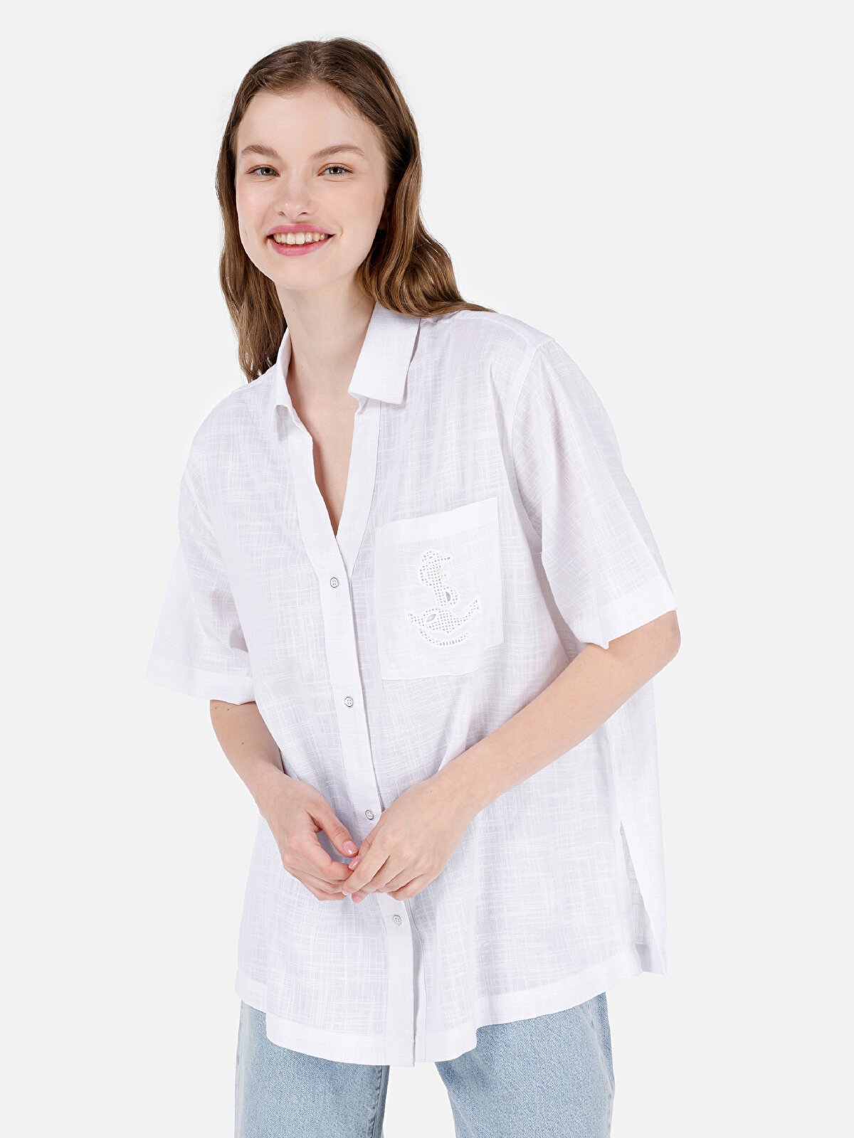 

Блуза женская Colin's CL1068891 белая XS/S, Белый, CL1068891