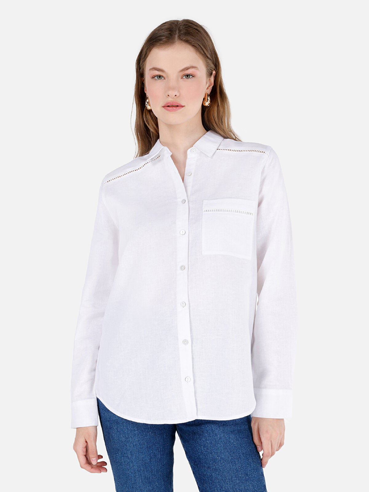 

Рубашка женская Colin's CL1068911 белая XS, Белый, CL1068911