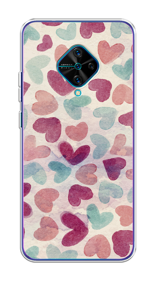

Чехол на Vivo V17/Y9s "Фон из сердечек 4", Розовый;голубой, 262450-1