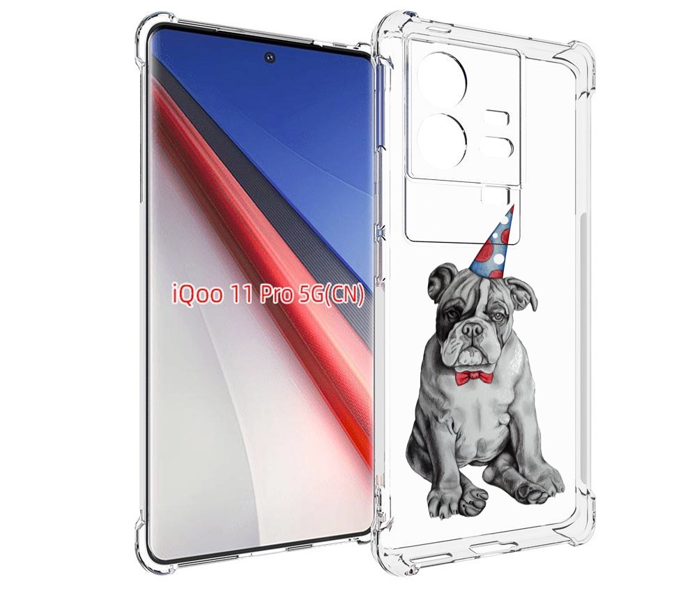 

Чехол бампер MyPads праздничный щенок для Vivo iQOO 11 Pro проти..., Прозрачный, Tocco