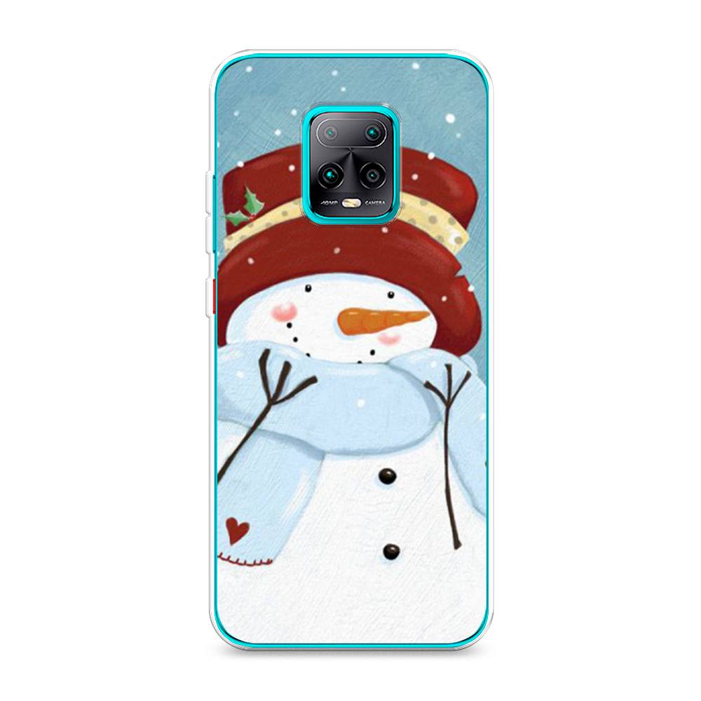 

Чехол на Xiaomi Redmi 10X Pro 5G "Застенчивый снеговик", Голубой;белый;красный, 38650-5
