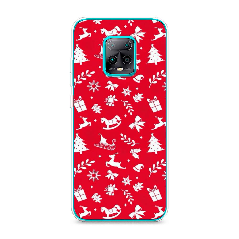 

Чехол на Xiaomi Redmi 10X Pro 5G "Красный новогодний фон", Красный;белый, 38650-5