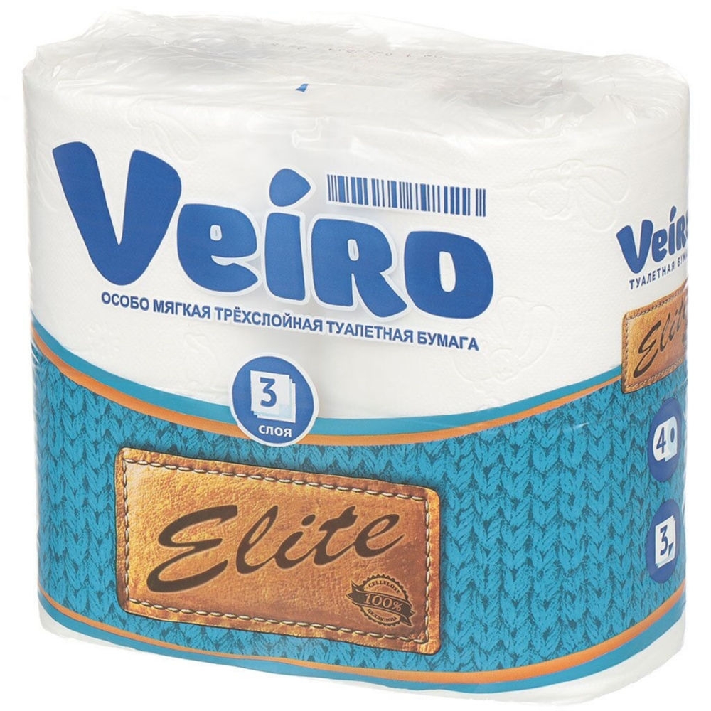 Туалетная бумага Вейро Elite 3-х слойная БЕЛАЯ, 4шт/уп, 2уп туалетная бумага aro белая 2 слоя 4шт