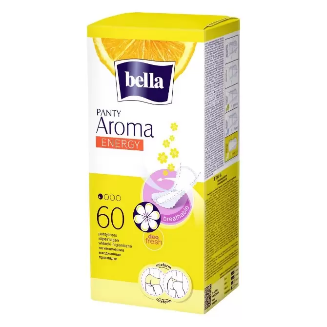 

Прокладки BELLA ежедневные PANTY AROMA Energy, 60 шт/уп, 2 уп, Белый