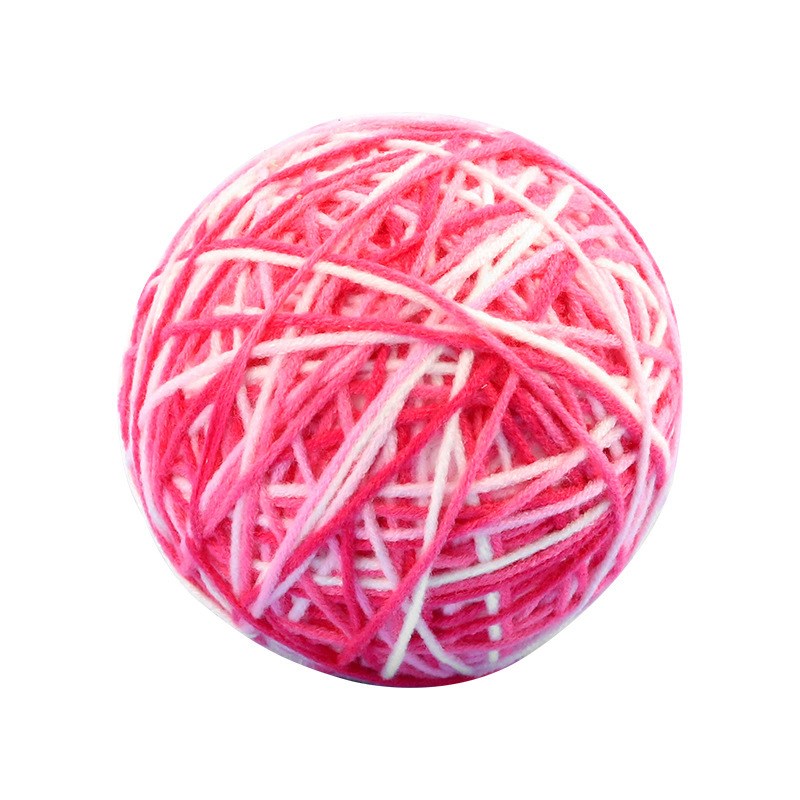 Игрушка для кошек Bentfores Мячик с колокольчиком, розовый, белый, диаметр 10 см