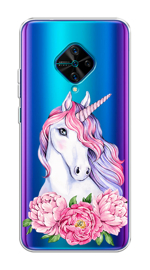 

Чехол на Vivo V17/Y9s "Единорог с пионами", Розовый;белый;зеленый, 262450-1