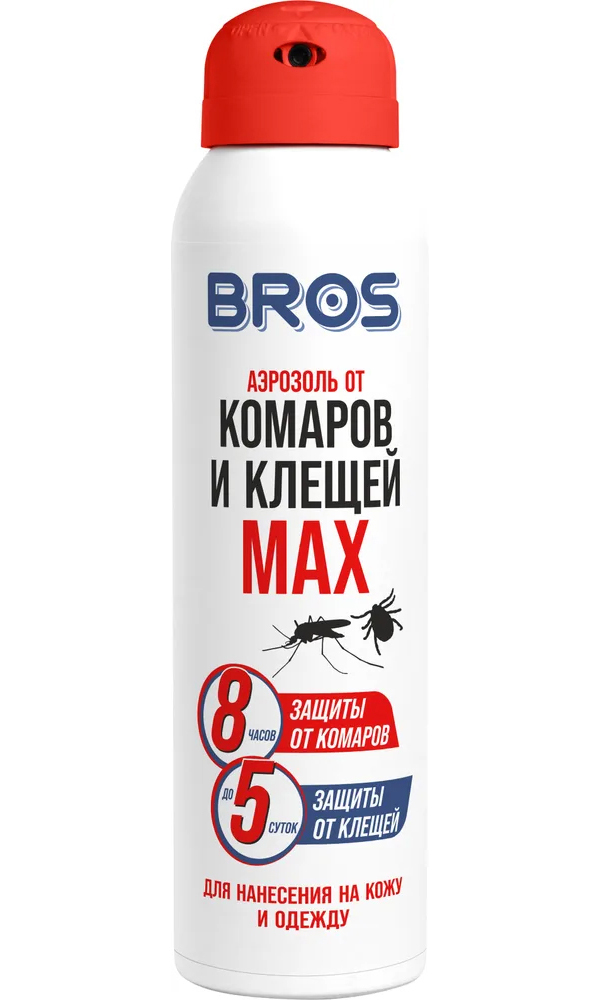 фото Bros аэрозоль от комаров и клещей max 90 мл