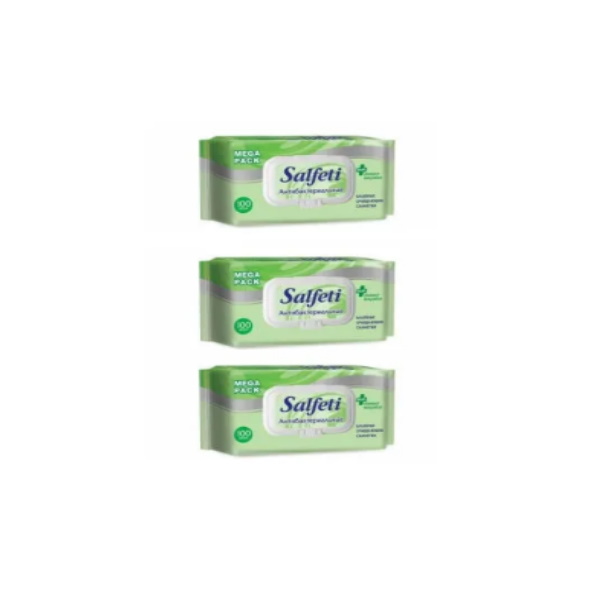 Влажные салфетки Salfeti antibac №100 антибактериальные с клапаном 3 уп. влажные салфетки эконом smart 120 антибактериальные 3 уп