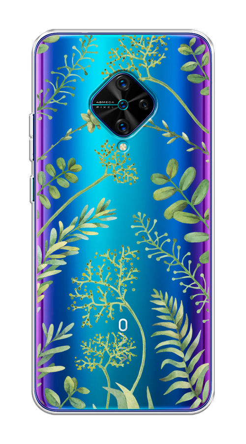 

Чехол на Vivo V17/Y9s "Green Leaves", Зеленый;прозрачный, 262450-1