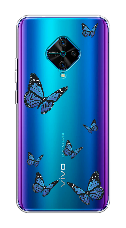 

Чехол на Vivo V17/Y9s "Blue butterflies", Синий;черный, 262450-1