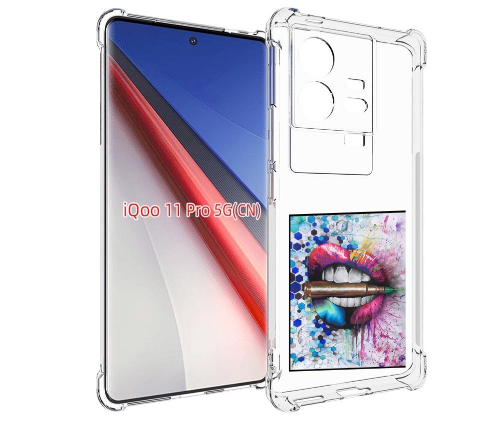 

Чехол бампер MyPads разноцветные губы с пулей для Vivo iQOO 11 P..., Прозрачный, Tocco