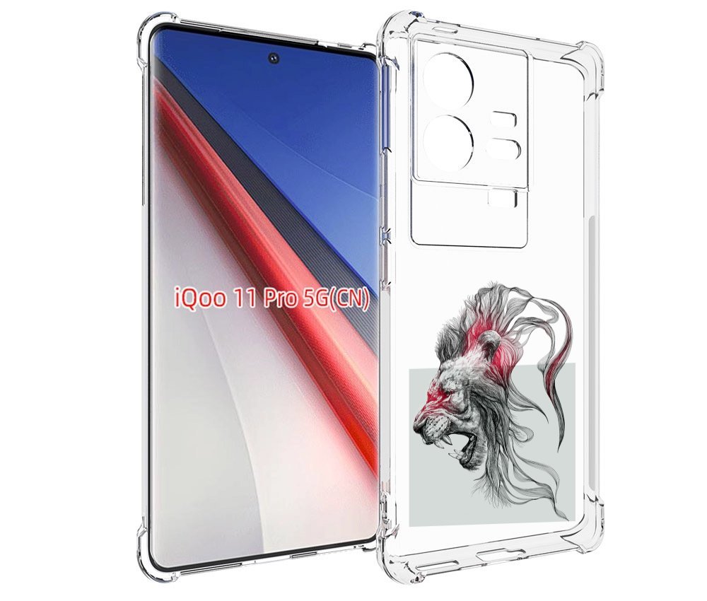 

Чехол бампер MyPads разъяренный лев для Vivo iQOO 11 Pro противо..., Прозрачный, Tocco