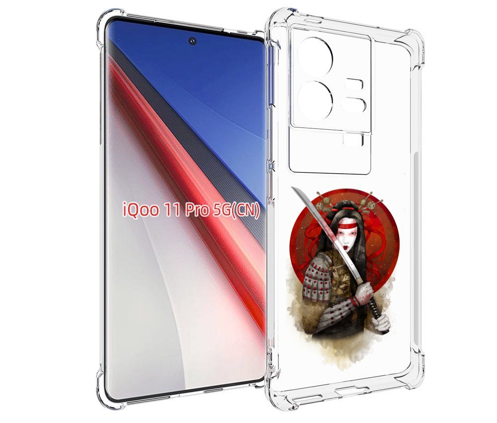 

Чехол бампер MyPads рисованная девушка с катаной для Vivo iQOO 1..., Прозрачный, Tocco
