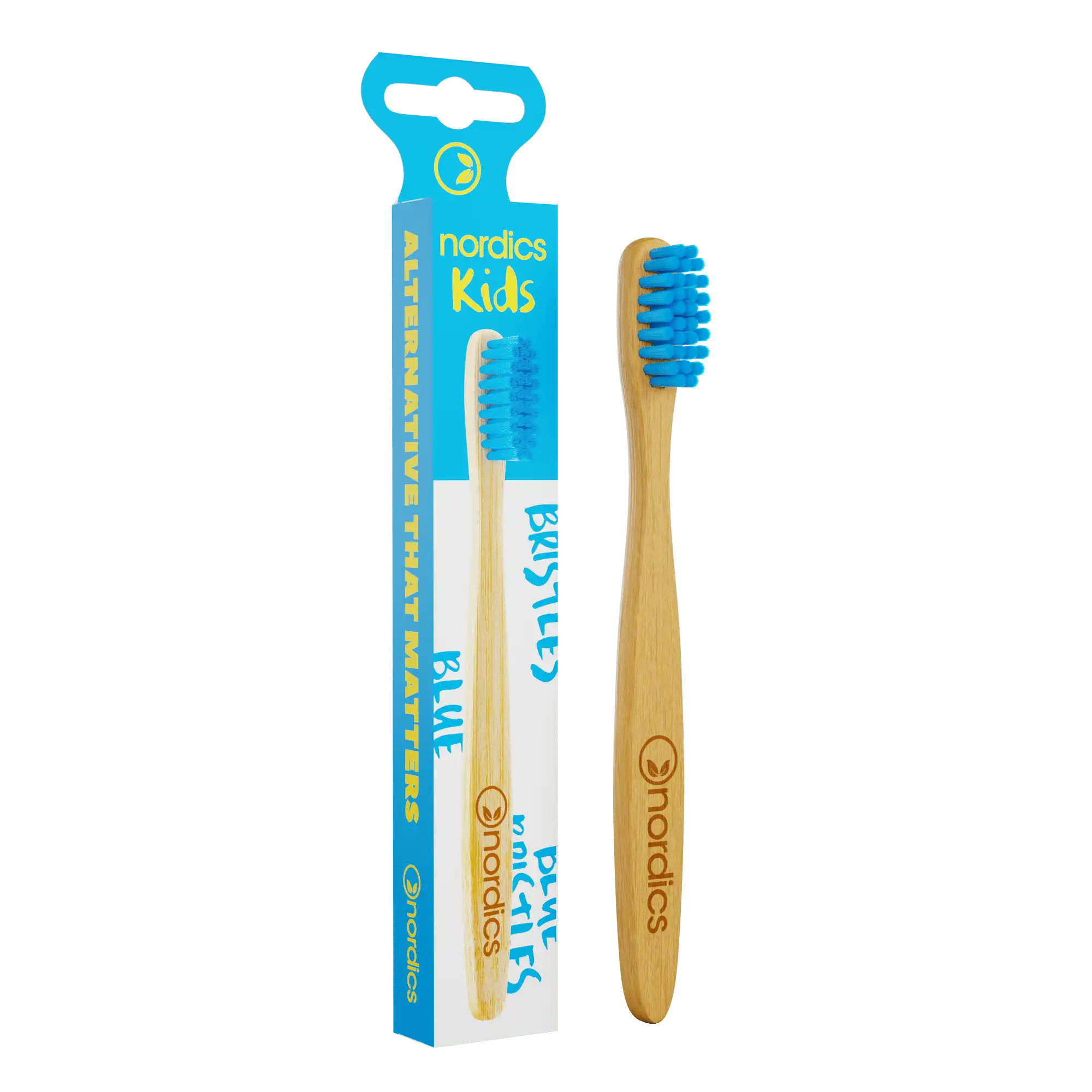 Щётка зубная Nordics Kids Bamboo Toothbrush бамбуковая, детская, blue bristles