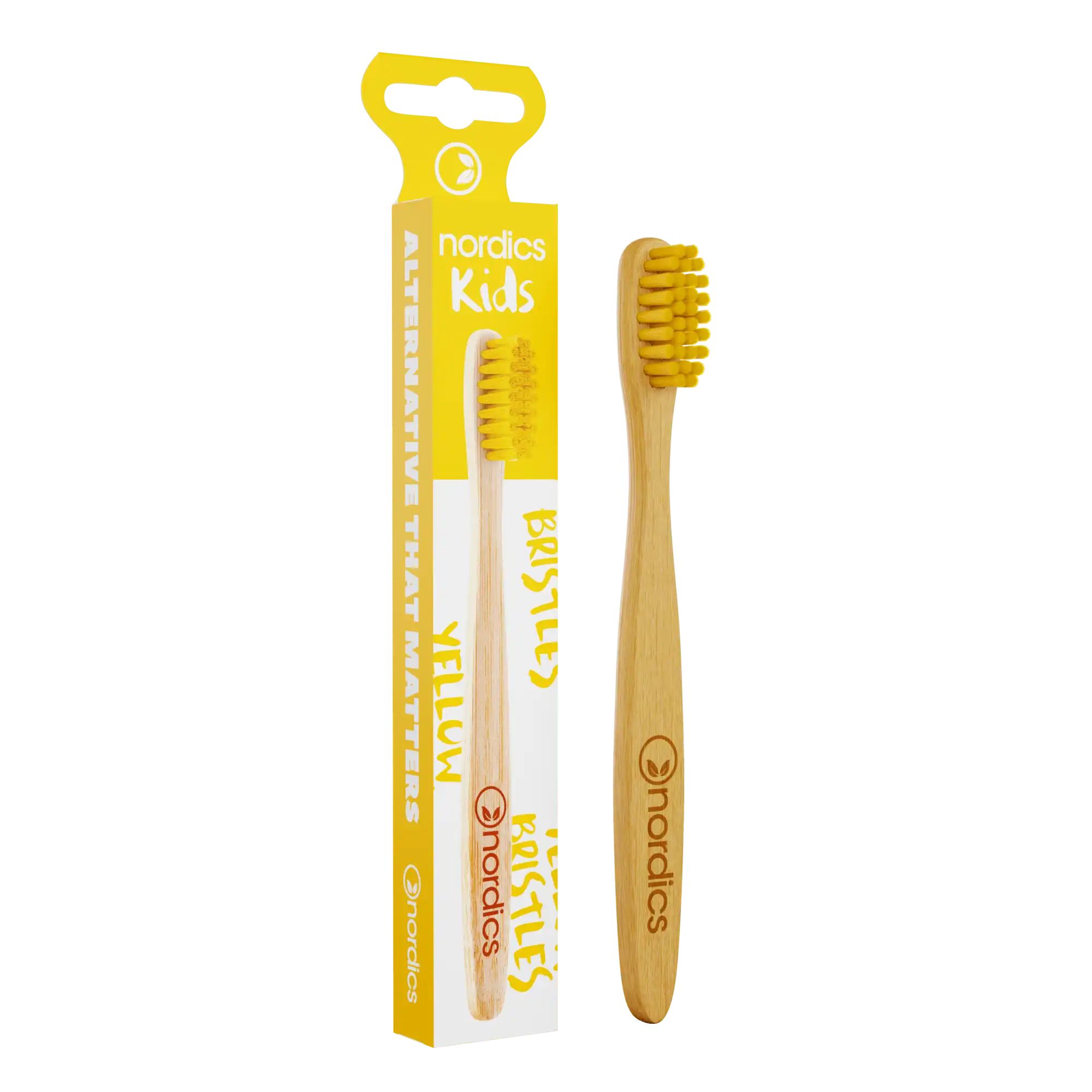 Щётка зубная Nordics Kids Bamboo Toothbrush бамбуковая, детская, yellow bristles