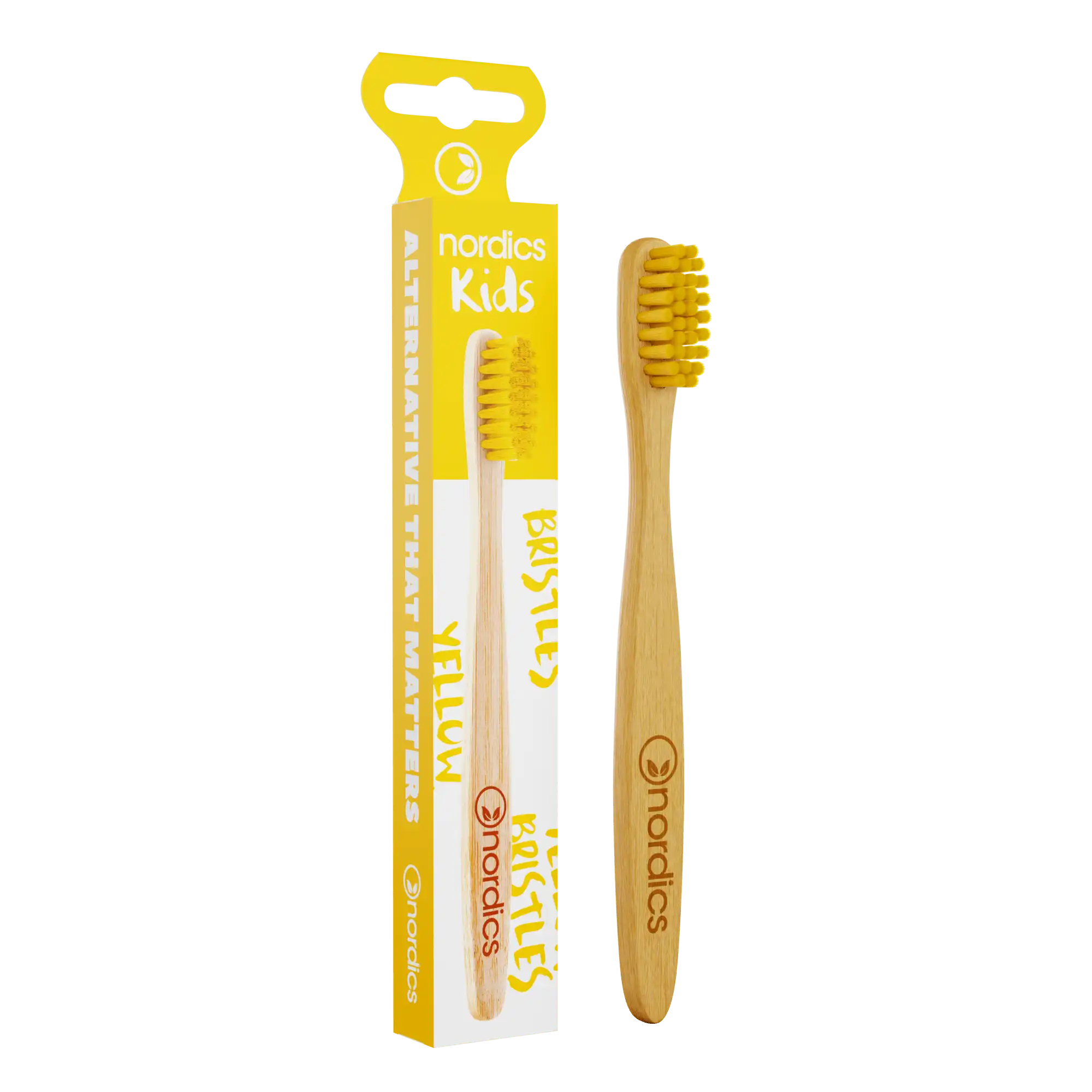 Щётка зубная Nordics Kids Bamboo Toothbrush бамбуковая, детская, yellow bristles
