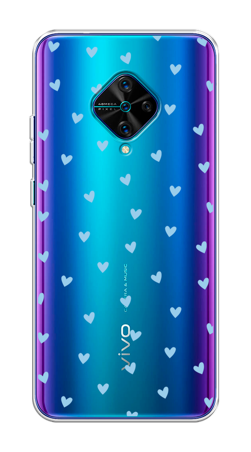 

Чехол на Vivo V17/Y9s "Голубые сердечки паттерн", Голубой;прозрачный, 262450-1