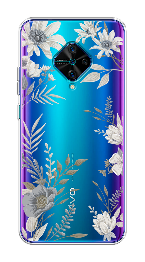 

Чехол на Vivo V17/Y9s "Цветы сепия", Серый;прозрачный;зеленый;белый, 262450-1